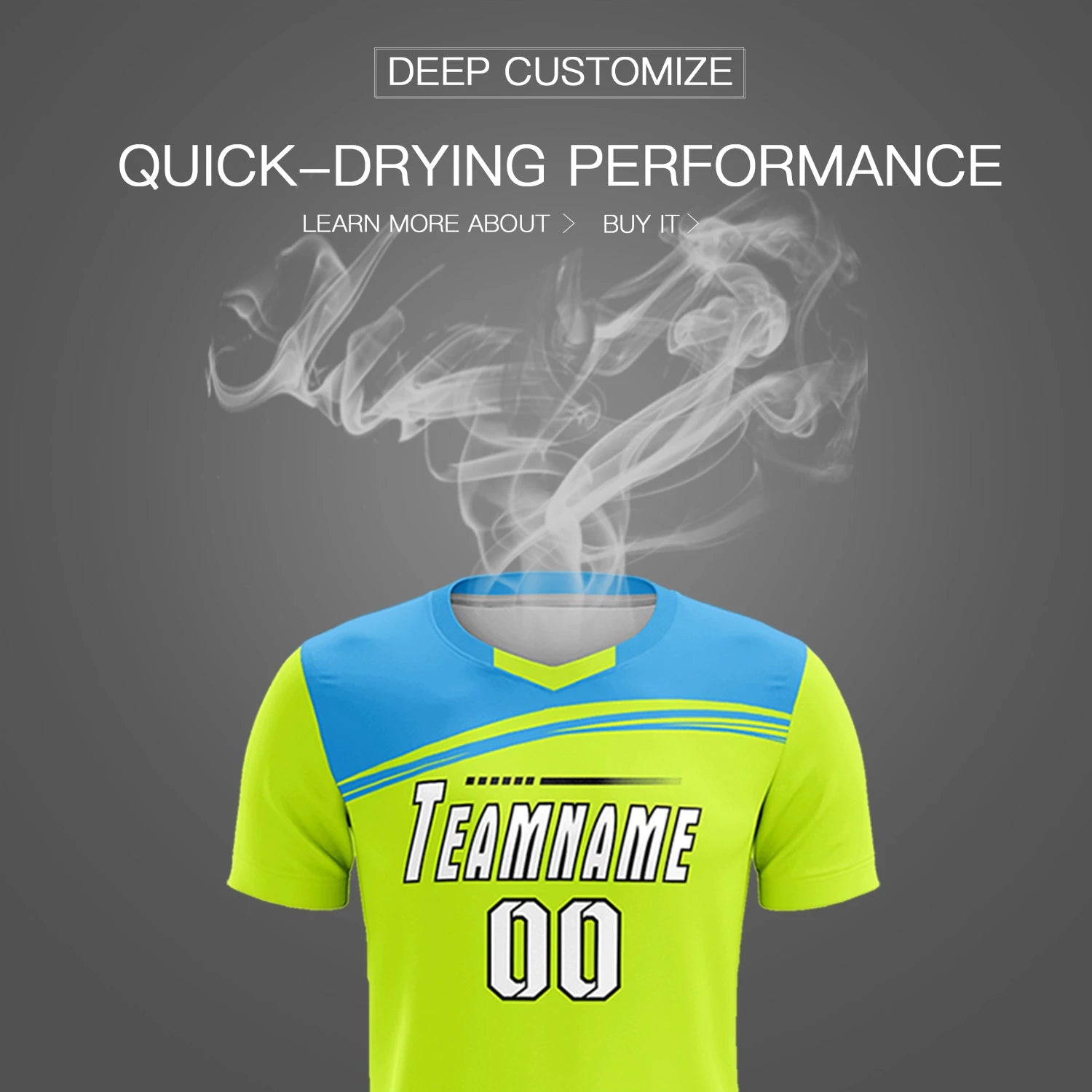 Custom Neon Green Powder Blue Personalized Men Soccer Sets Jersey