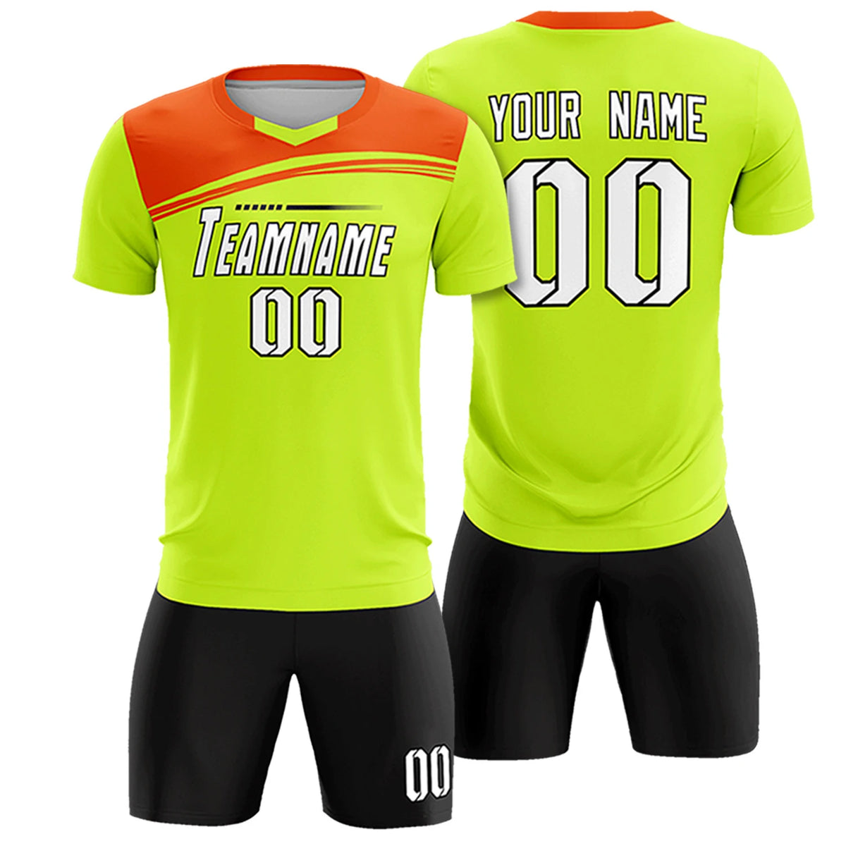 Custom Neon Green Orange Personalized Men Soccer Sets Jersey