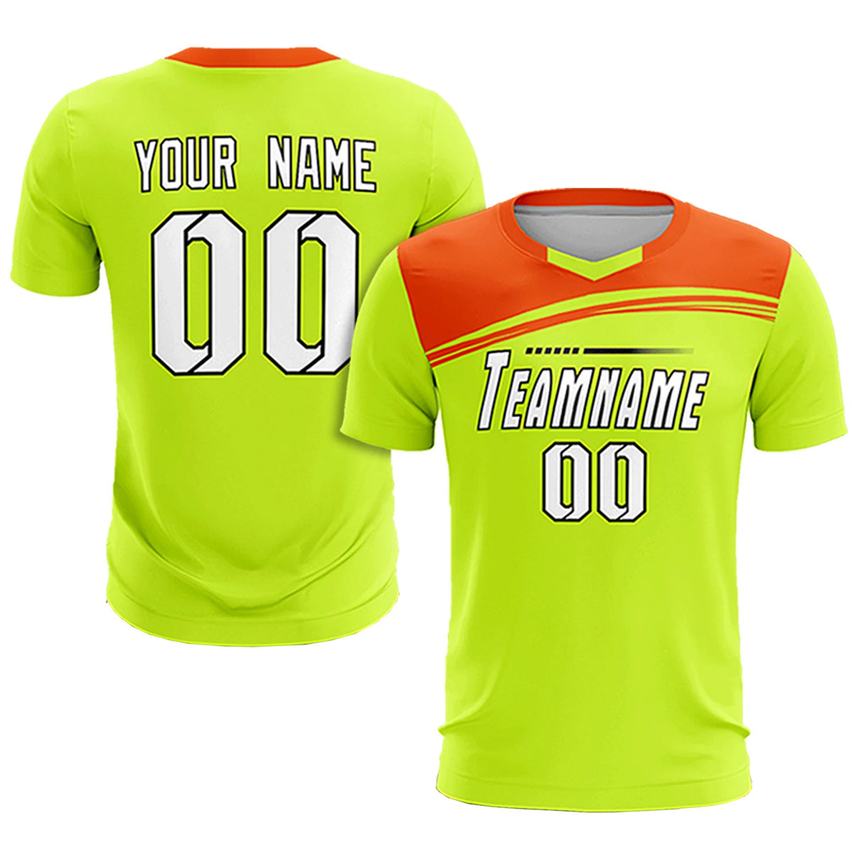 Custom Neon Green Orange Personalized Men Soccer Sets Jersey