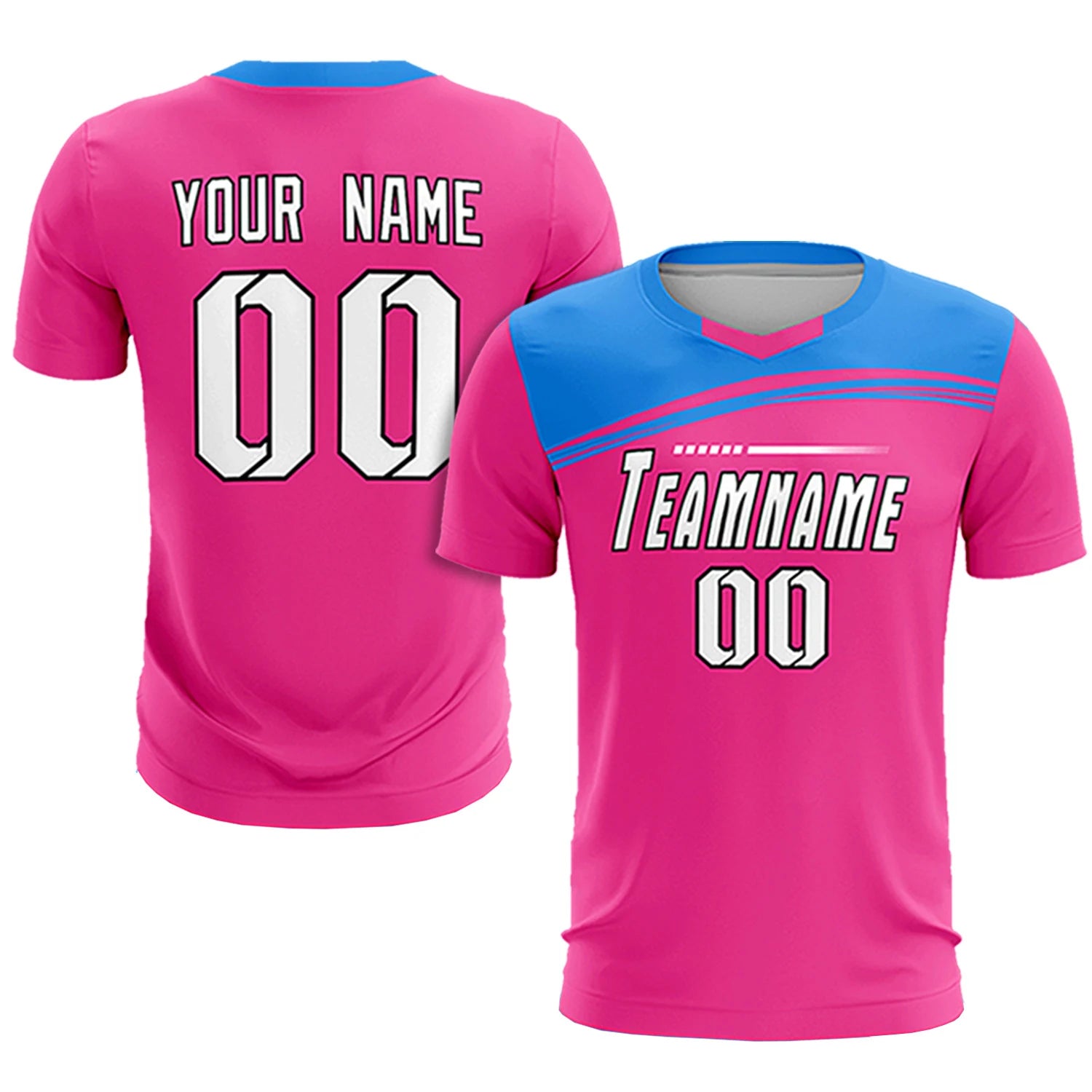 Custom Pink Powder Blue Personalized Men Soccer Sets Jersey