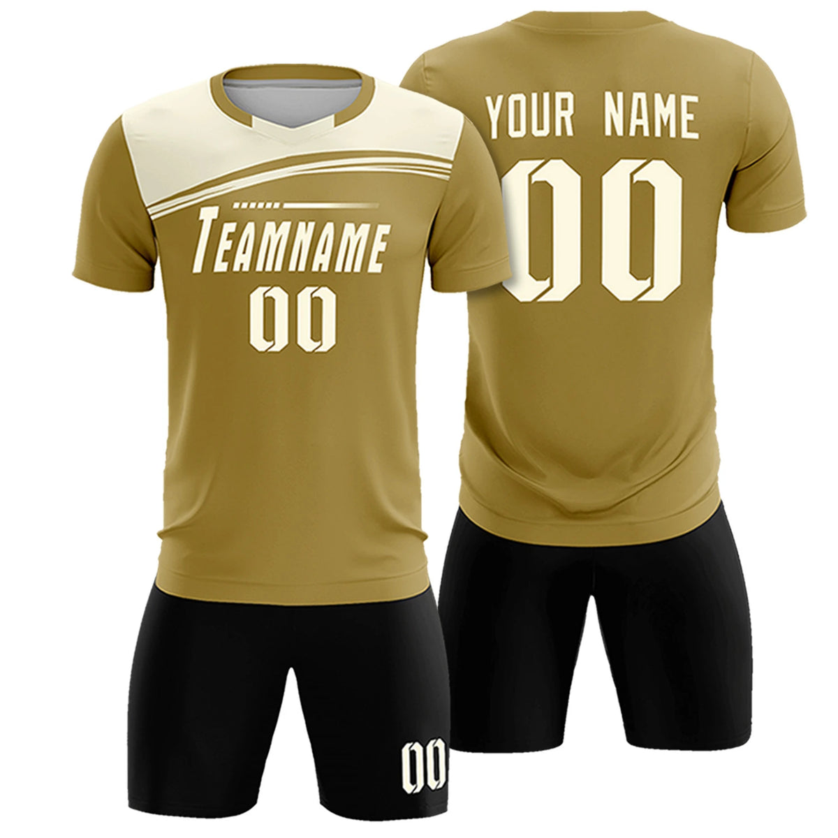 Custom Old Gold Cream Personalized Men Soccer Sets Jersey