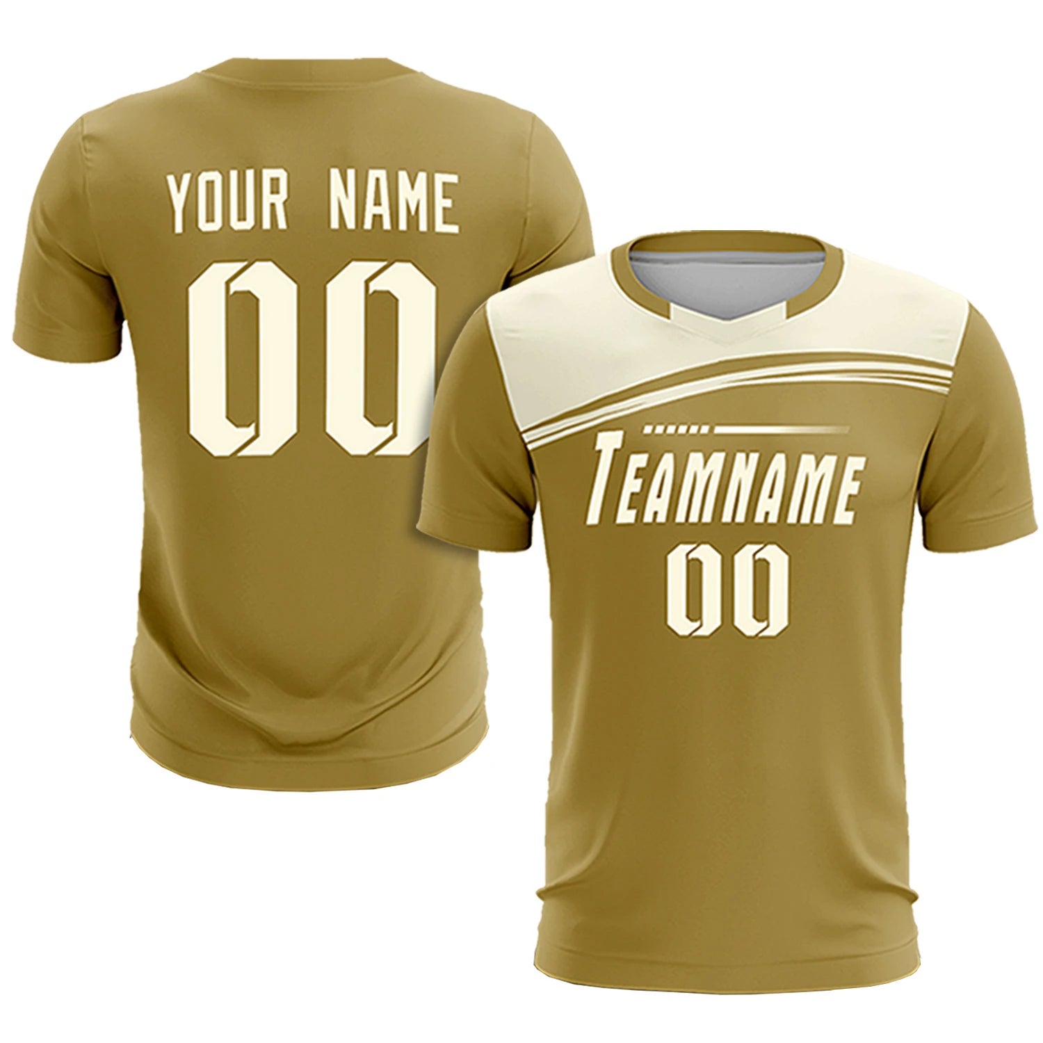 Custom Old Gold Cream Personalized Men Soccer Sets Jersey