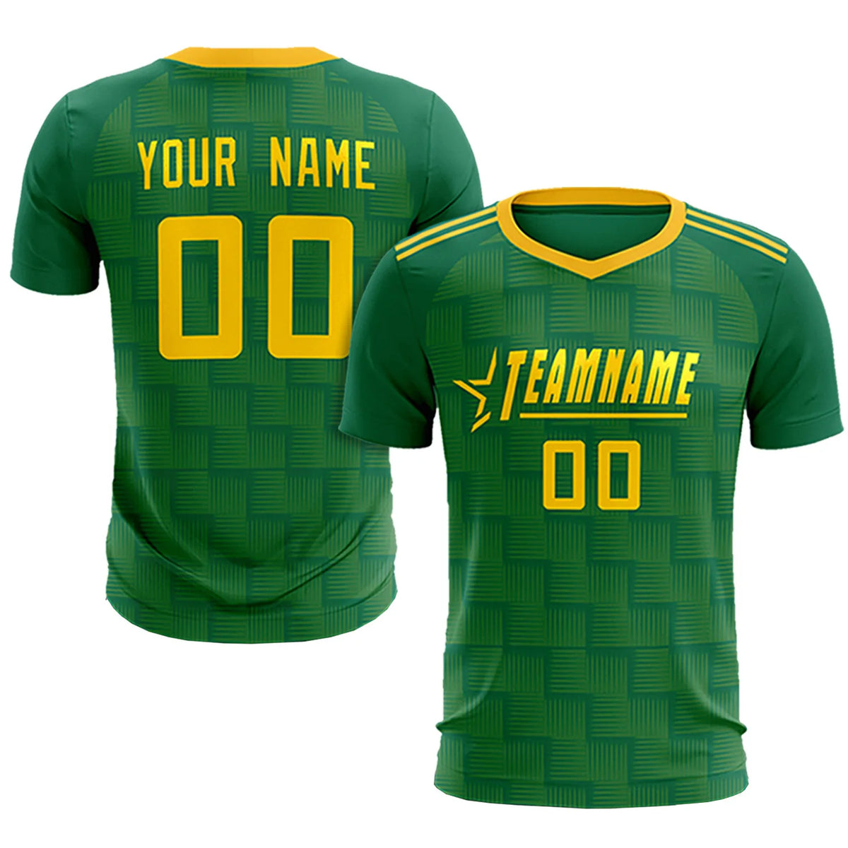 Custom Kelly Green Yellow Casual Outdoor Soccer Sets Jersey