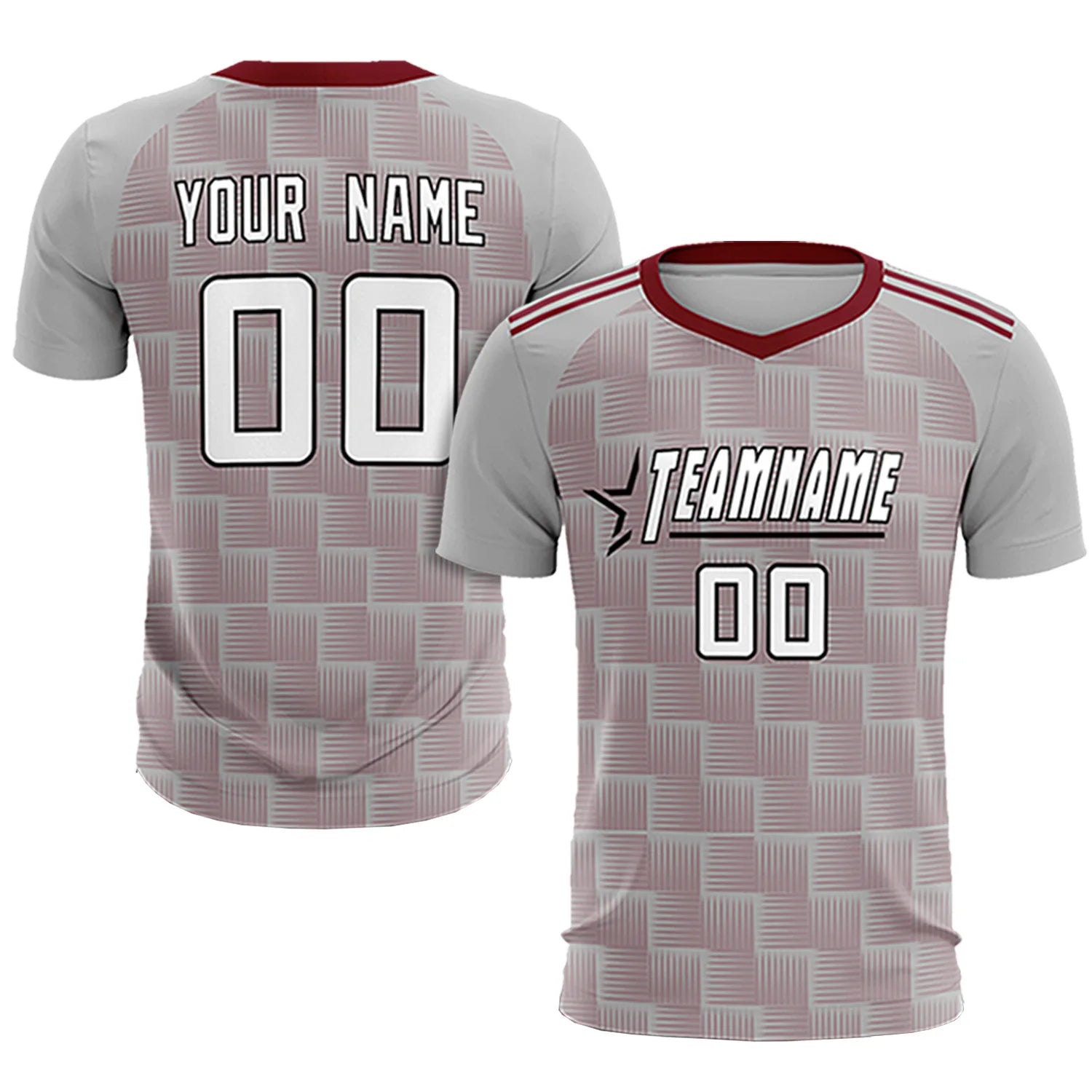 Custom Gray Crimson Casual Outdoor Soccer Sets Jersey