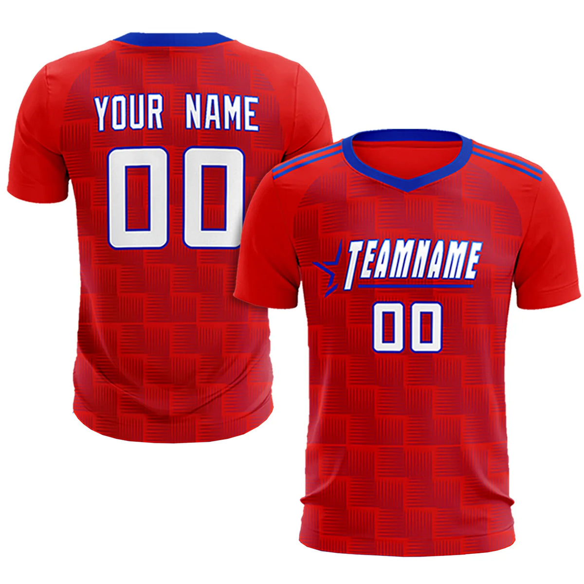 Custom Red Royal Blue Casual Outdoor Soccer Sets Jersey