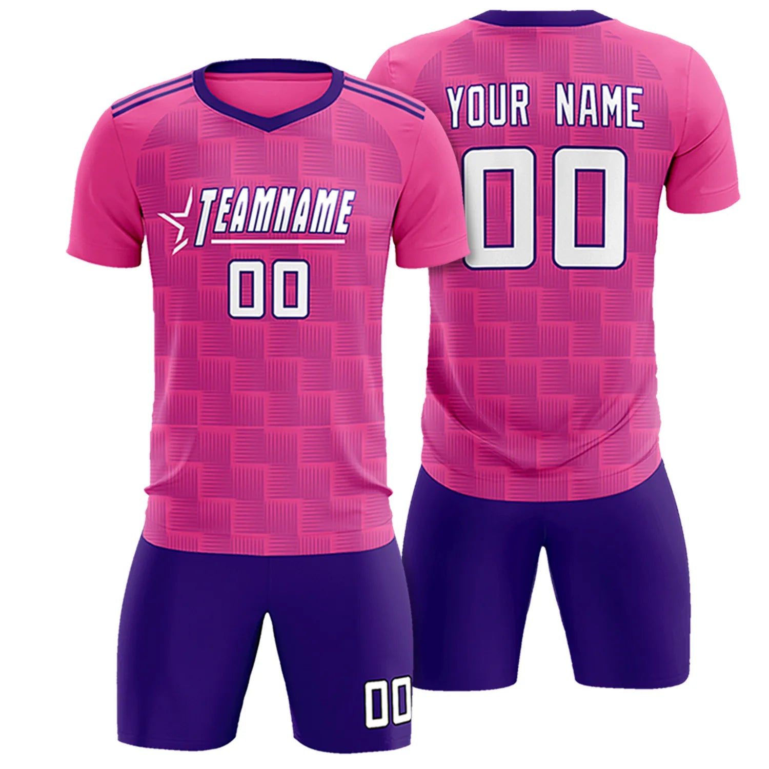 Custom Pink Purple Casual Outdoor Soccer Sets Jersey