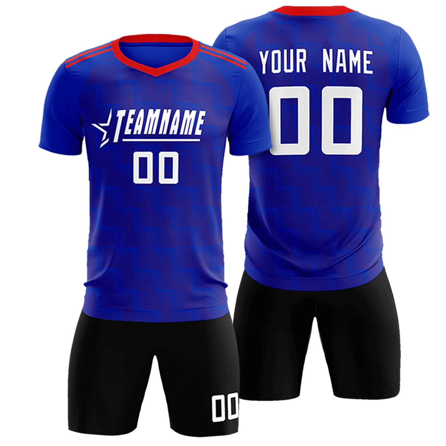 Custom Royal Blue Red Casual Outdoor Soccer Sets Jersey