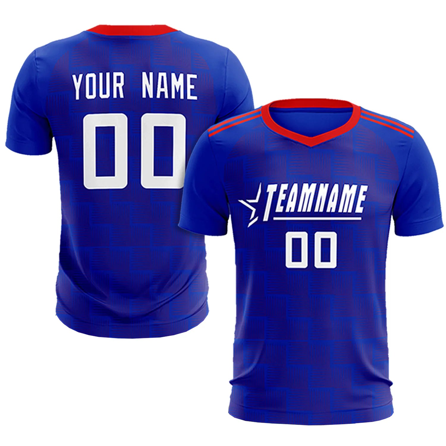 Custom Royal Blue Red Casual Outdoor Soccer Sets Jersey