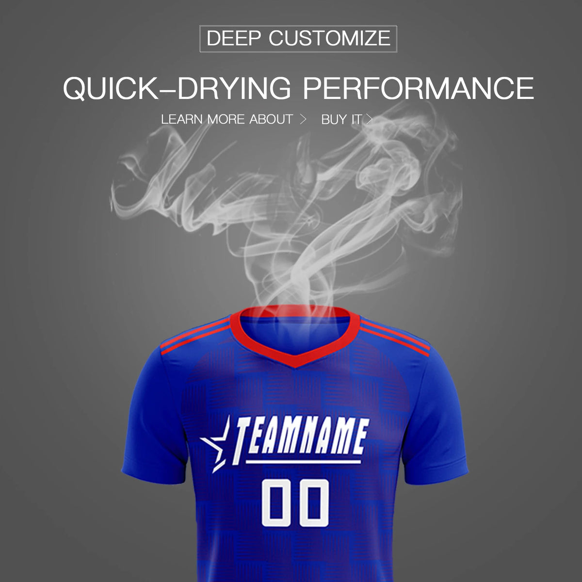 Custom Royal Blue Red Casual Outdoor Soccer Sets Jersey