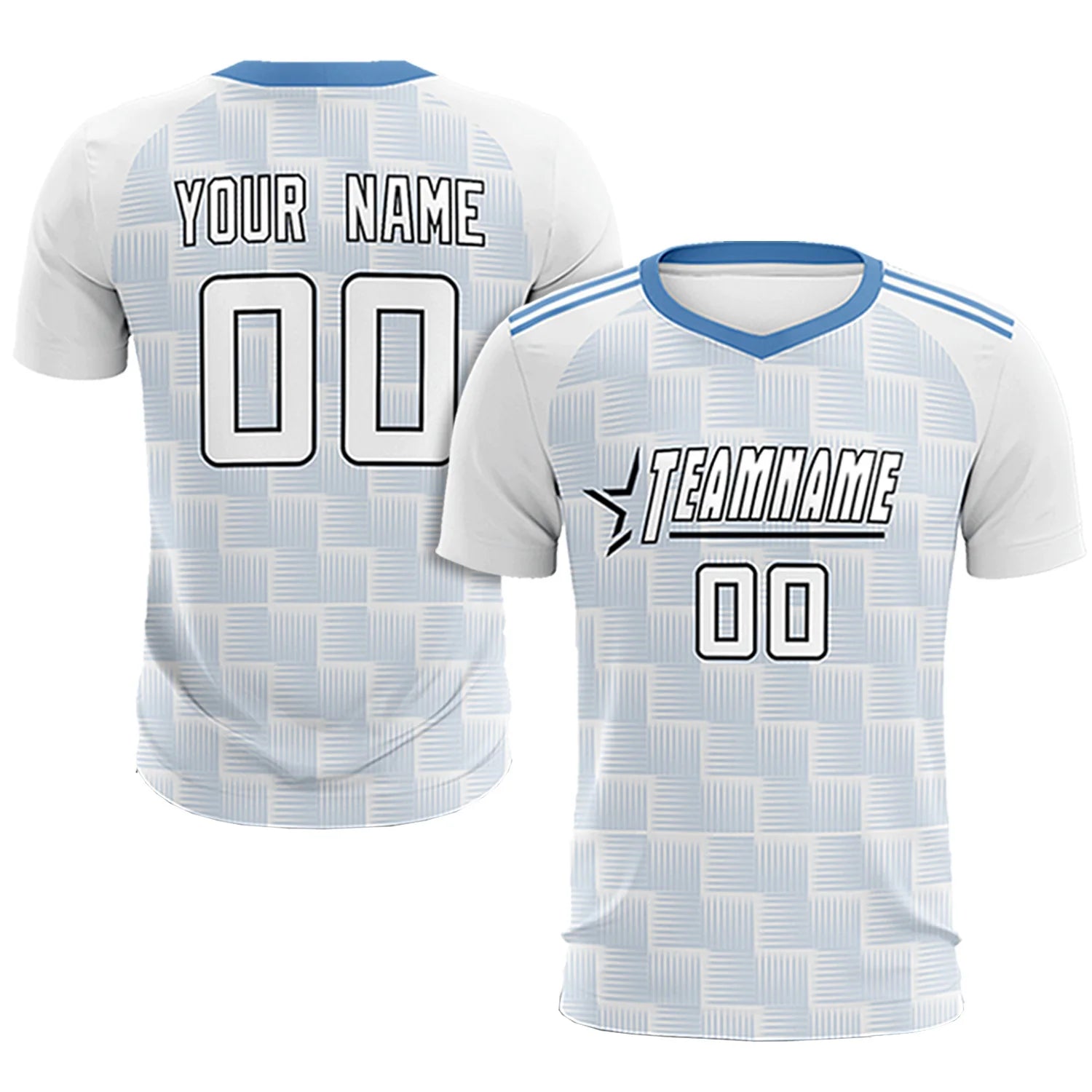 Custom White Light Blue Casual Outdoor Soccer Sets Jersey