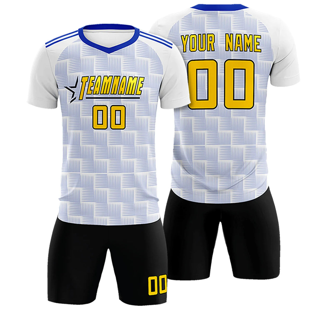 Custom White Royal Blue Casual Outdoor Soccer Sets Jersey