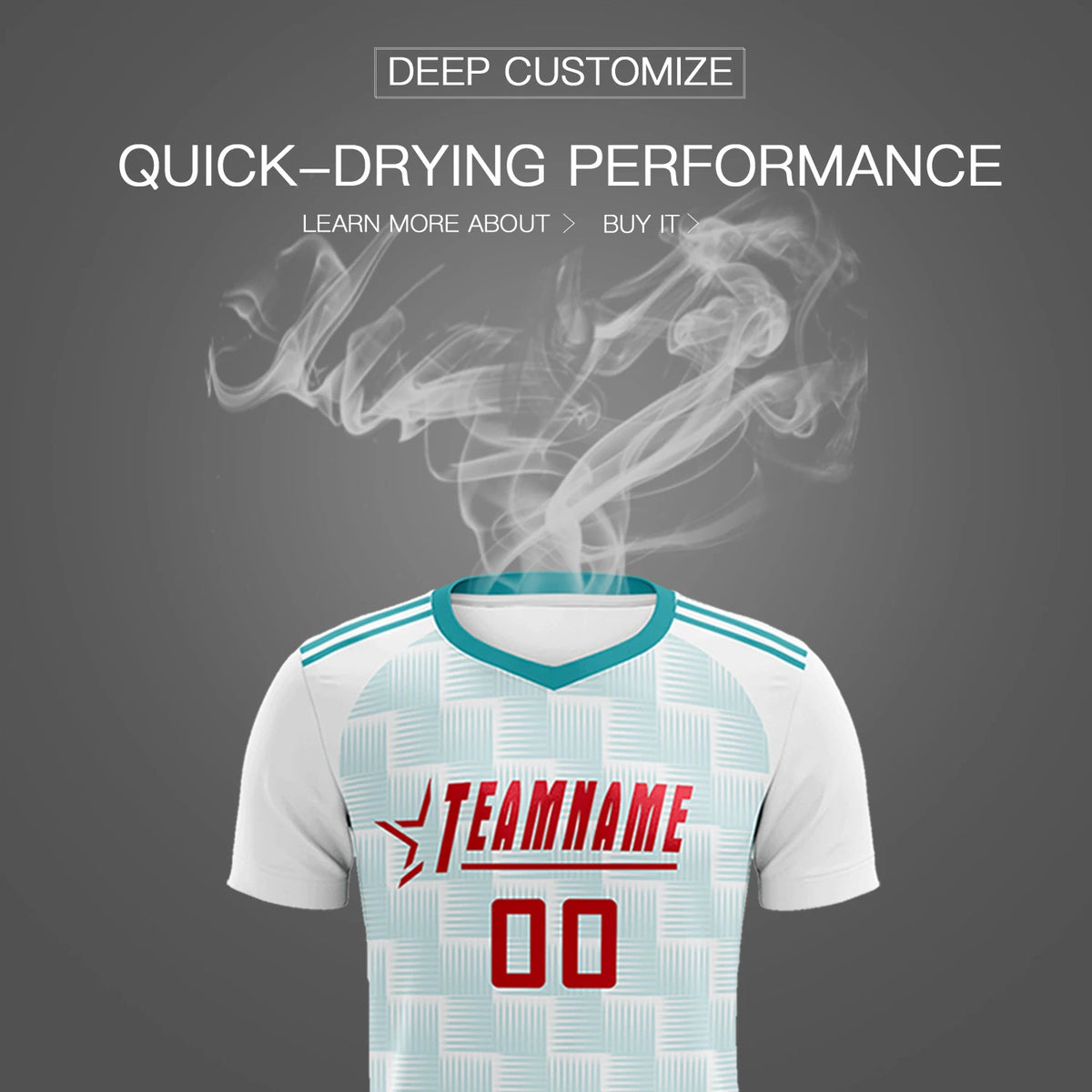 Custom White Aqua Casual Outdoor Soccer Sets Jersey