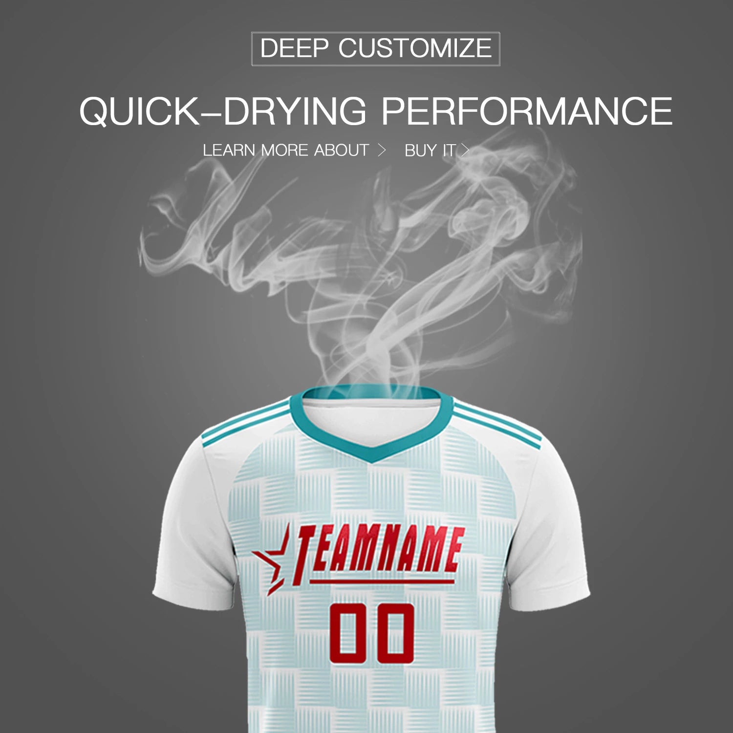 Custom White Aqua Casual Outdoor Soccer Sets Jersey