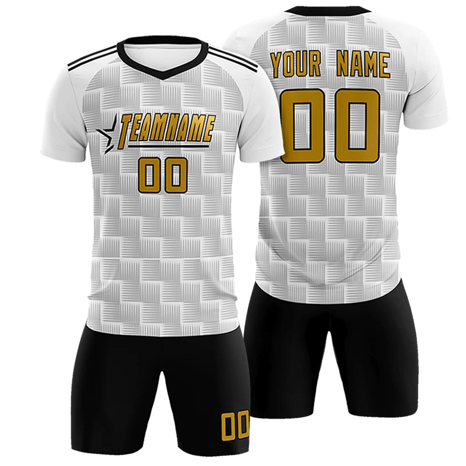 Custom White Black Casual Outdoor Soccer Sets Jersey