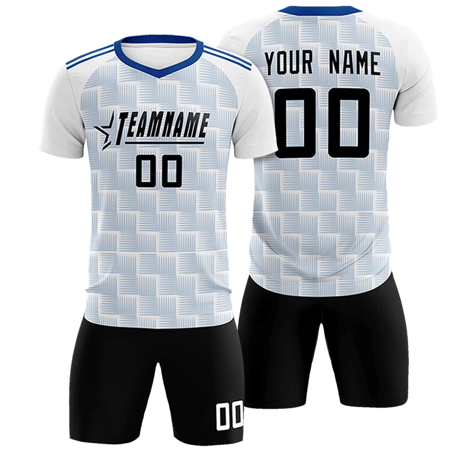 Custom White Royal Blue Casual Outdoor Soccer Sets Jersey