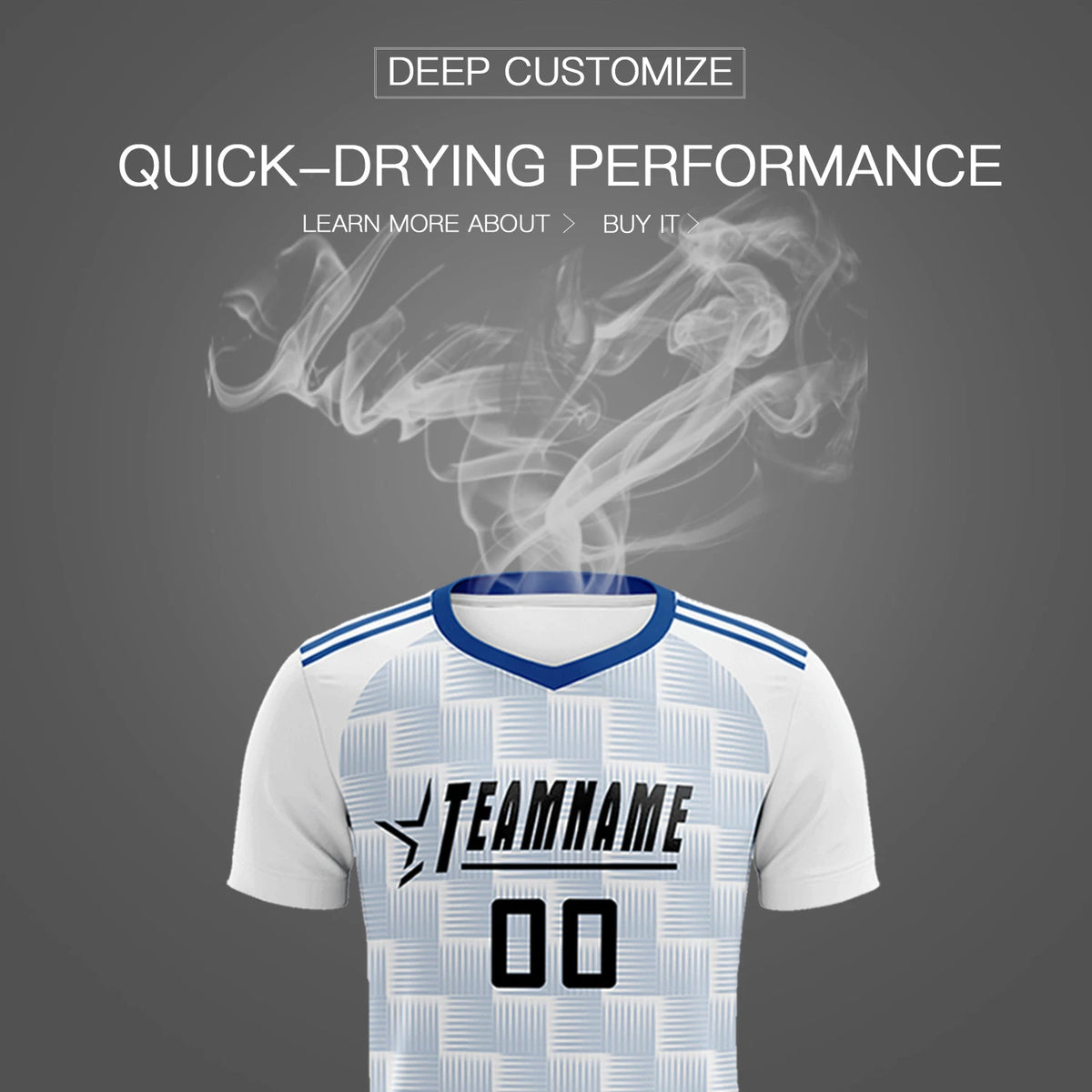 Custom White Royal Blue Casual Outdoor Soccer Sets Jersey