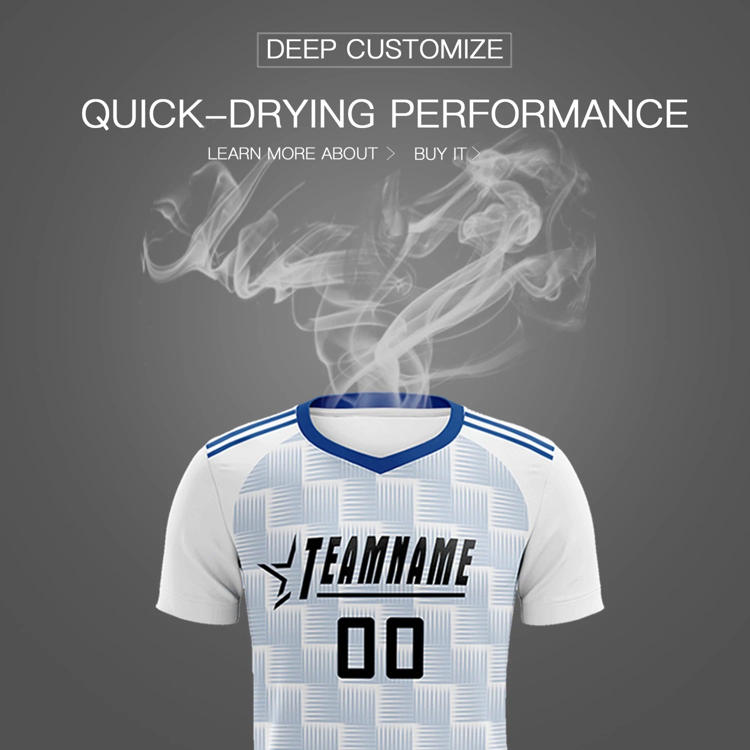 Custom White Royal Blue Casual Outdoor Soccer Sets Jersey
