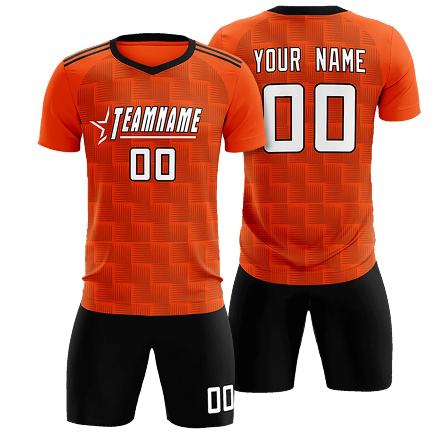 Custom Orange Black Casual Outdoor Soccer Sets Jersey