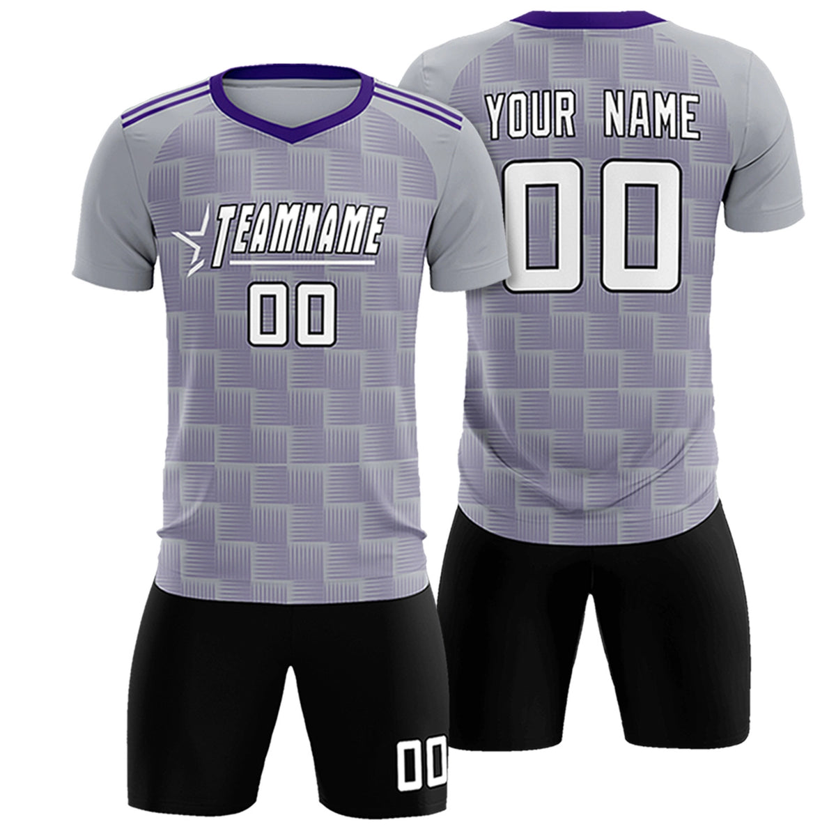 Custom Gray Purple Casual Outdoor Soccer Sets Jersey