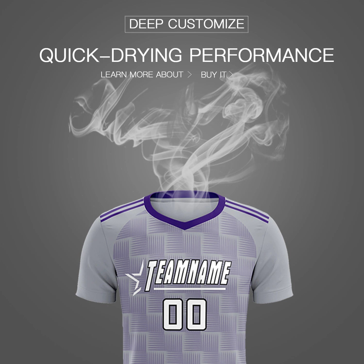 Custom Gray Purple Casual Outdoor Soccer Sets Jersey