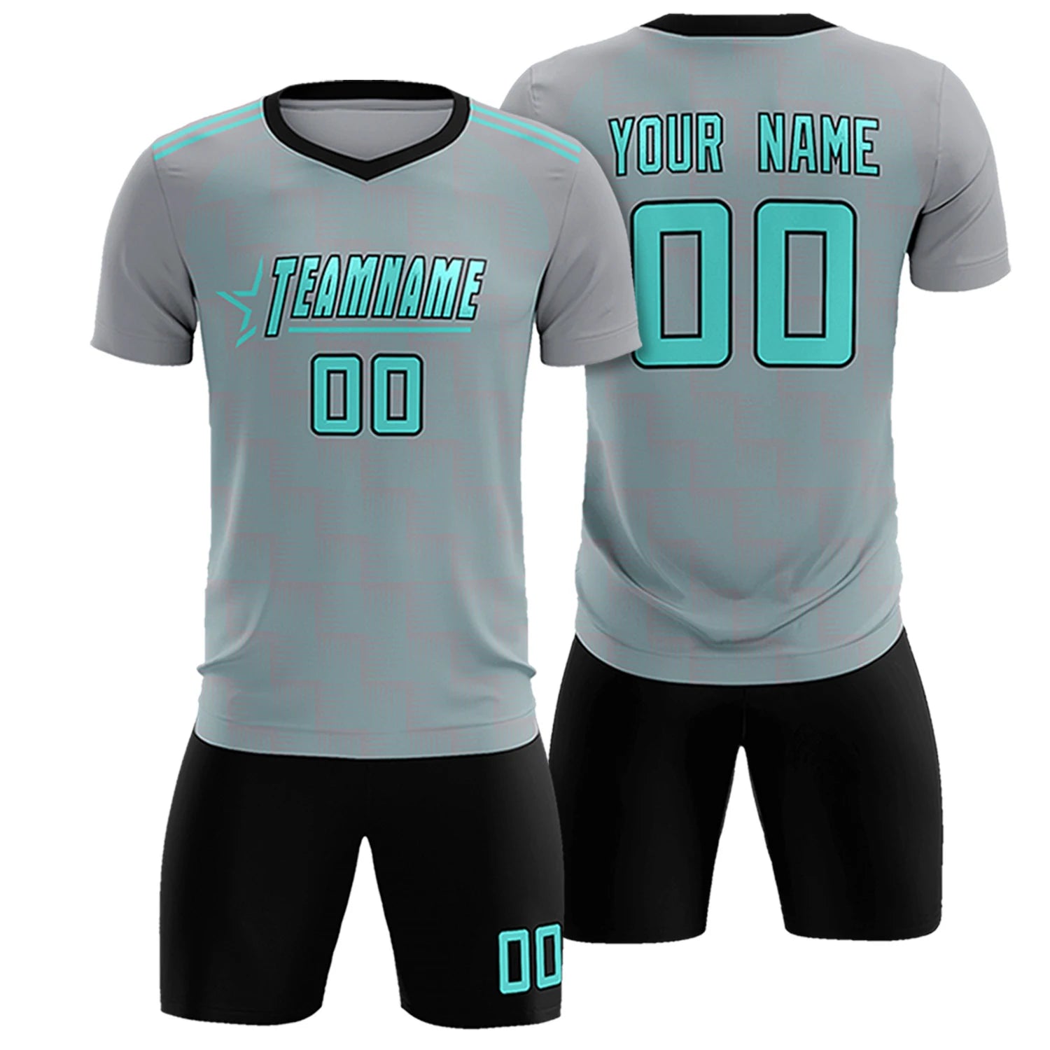 Custom Gray Black Casual Outdoor Soccer Sets Jersey