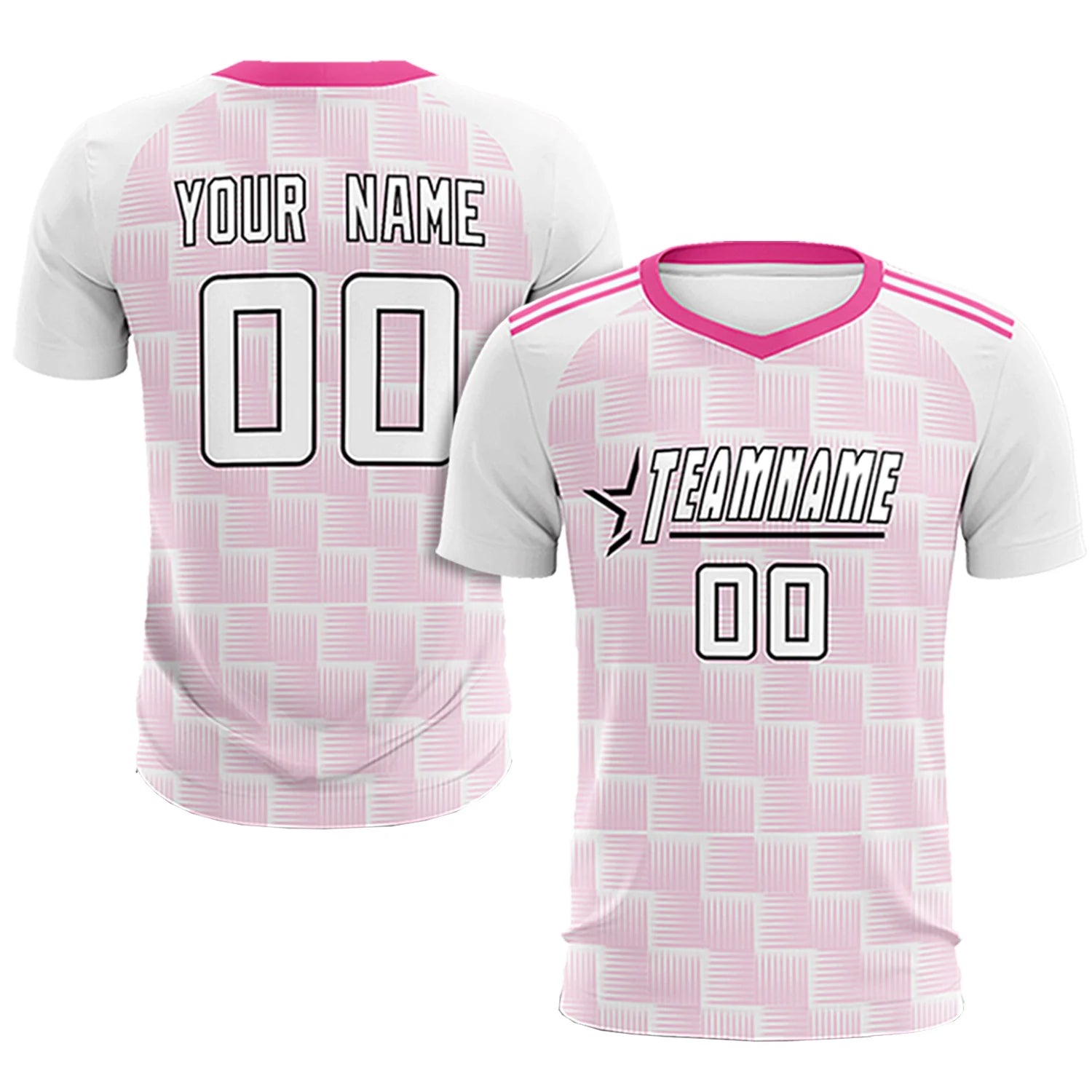 Custom White Pink Casual Outdoor Soccer Sets Jersey