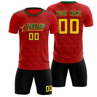 Custom Red Green Casual Outdoor Soccer Sets Jersey - Style 1