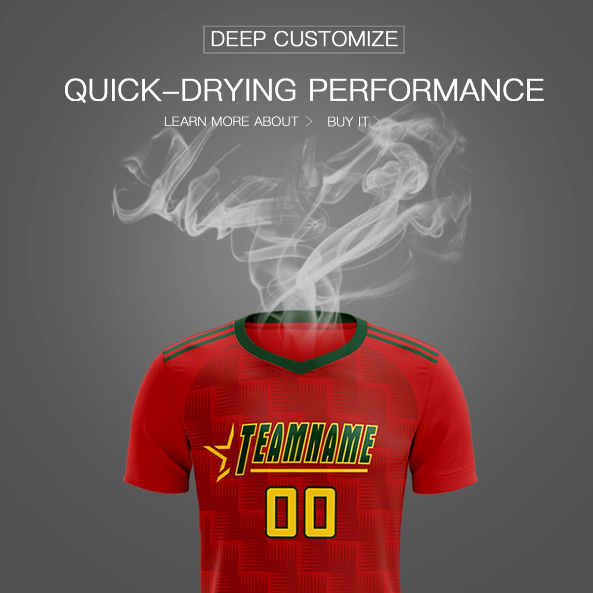 Custom Red Green Casual Outdoor Soccer Sets Jersey