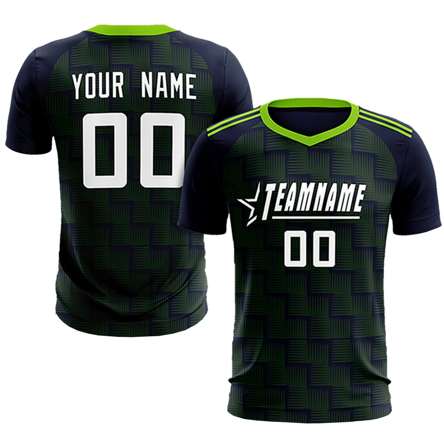 Custom Navy Neon Green Casual Outdoor Soccer Sets Jersey
