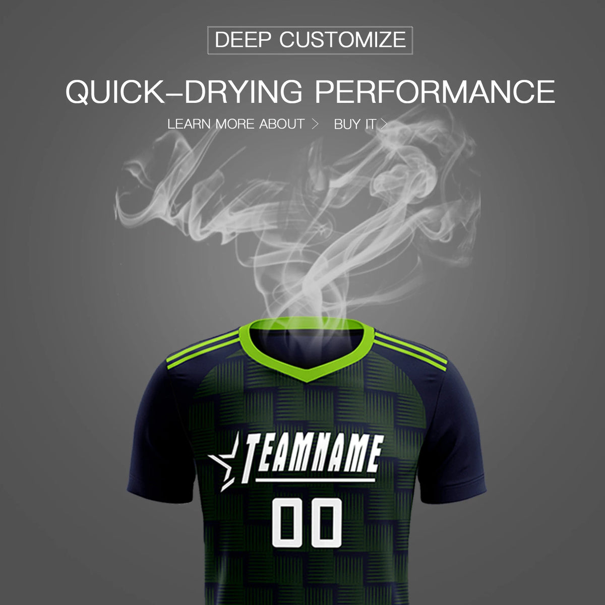 Custom Navy Neon Green Casual Outdoor Soccer Sets Jersey
