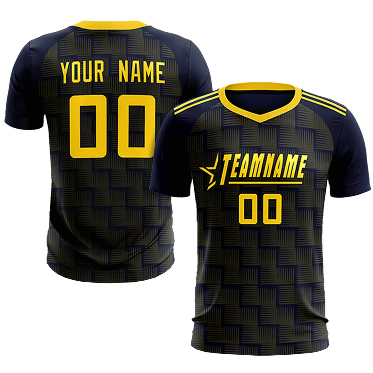Custom Navy Gold01 Casual Outdoor Soccer Sets Jersey