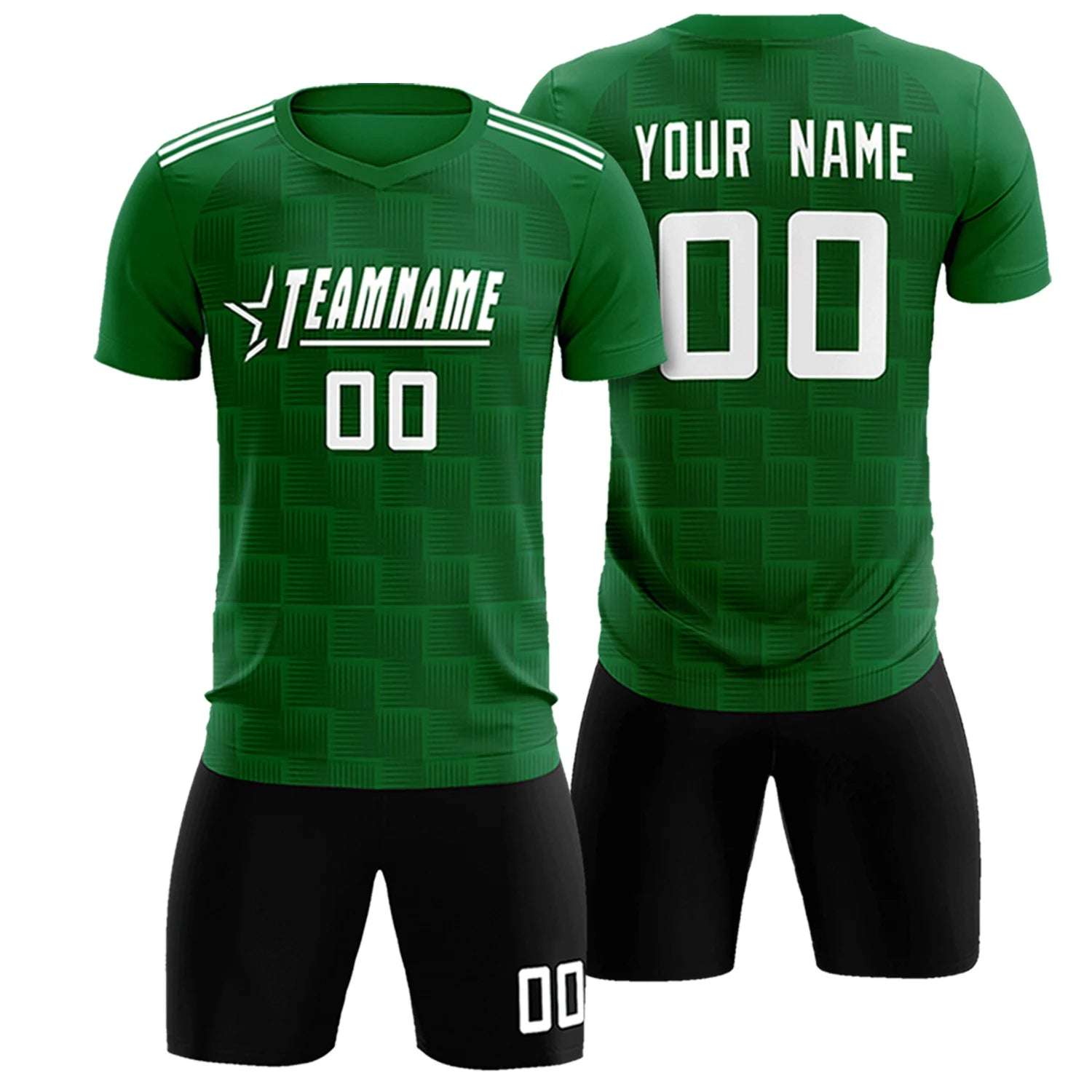 Custom Kelly Green Black Casual Outdoor Soccer Sets Jersey