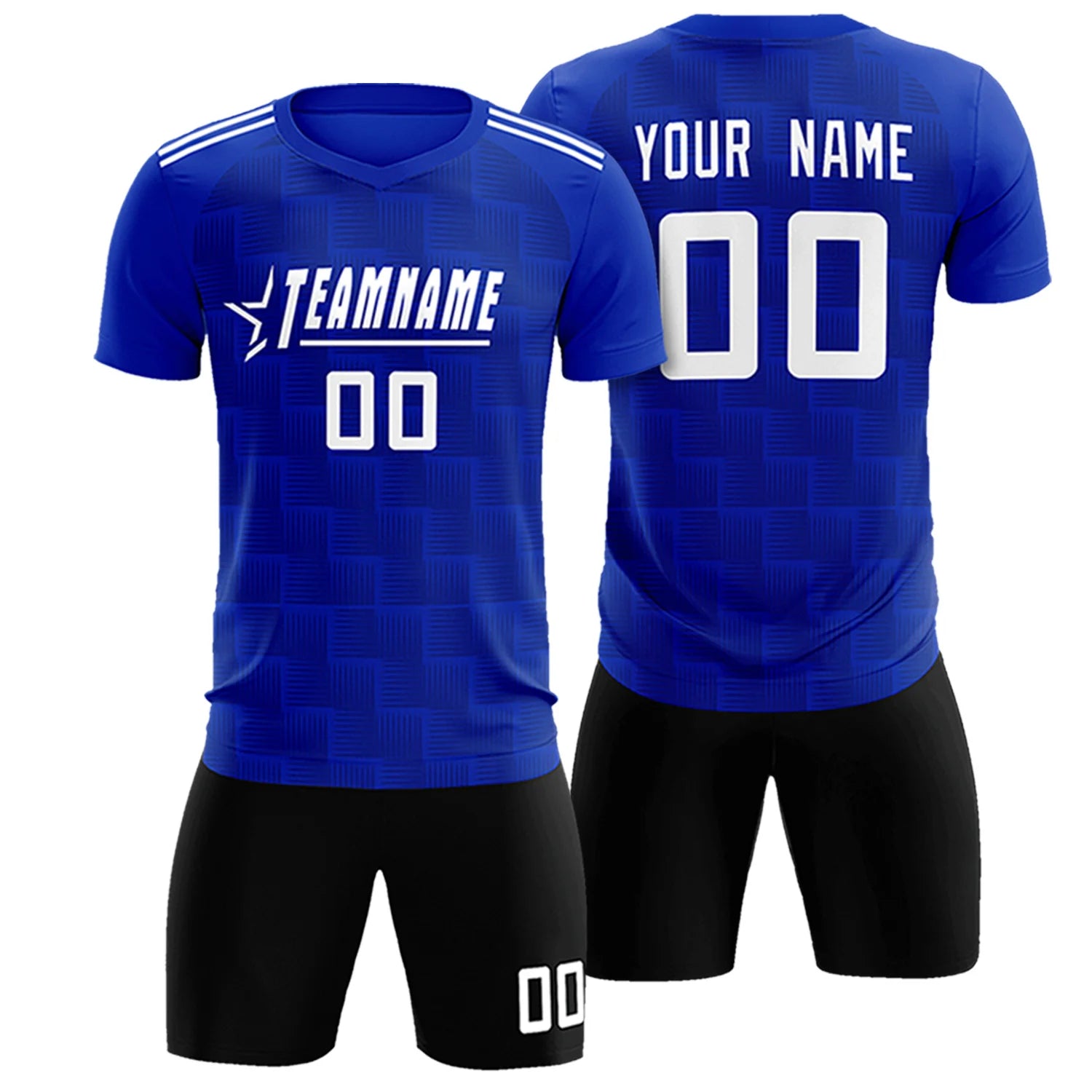 Custom Royal Blue Black Casual Outdoor Soccer Sets Jersey