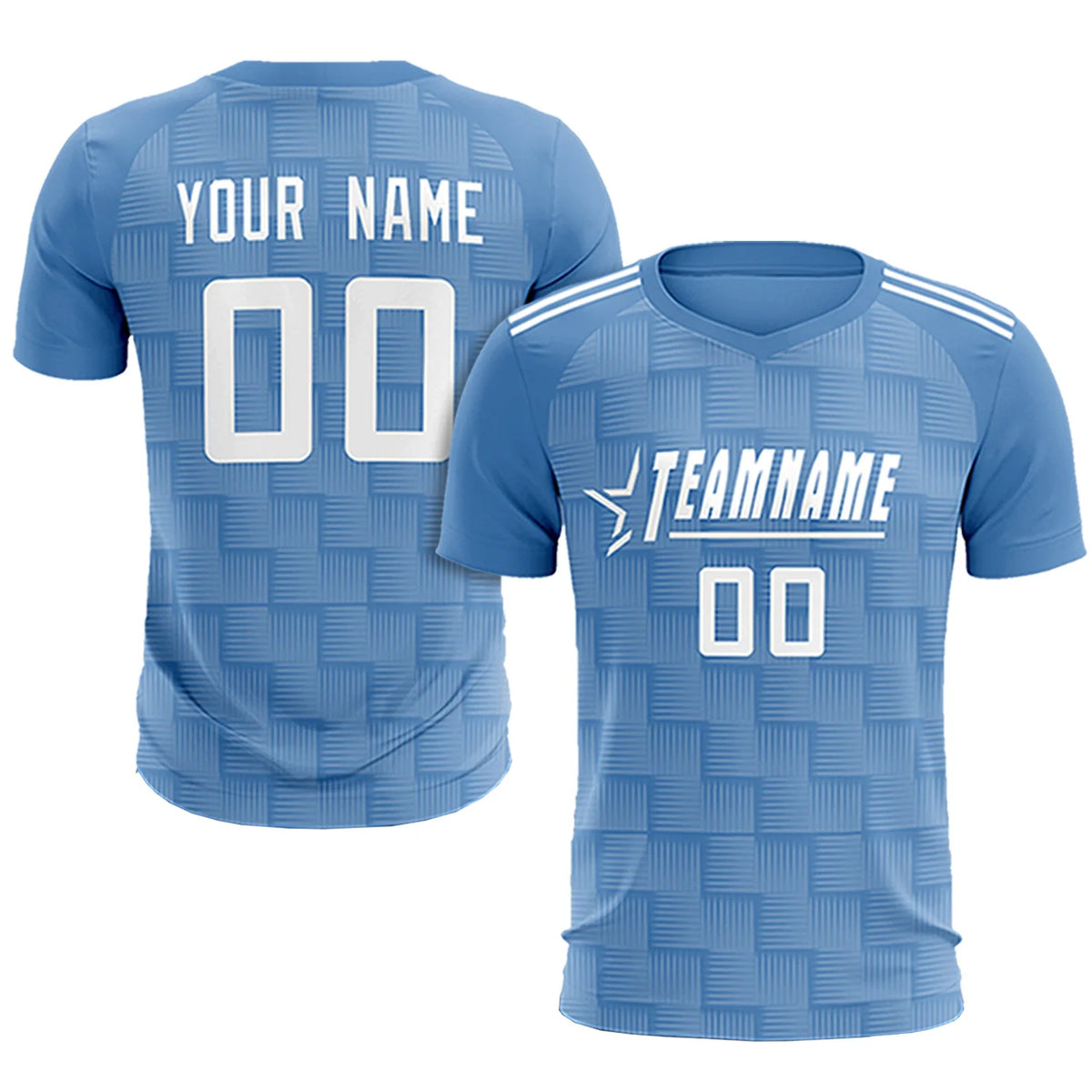 Custom Light Blue Black Casual Outdoor Soccer Sets Jersey