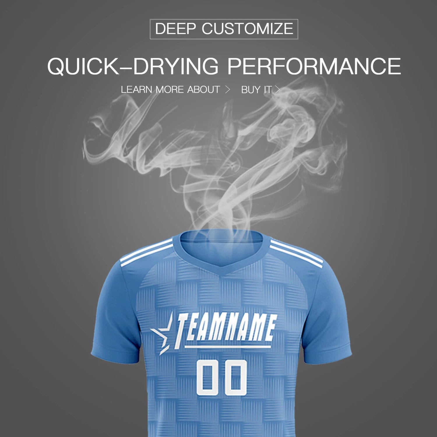 Custom Light Blue Black Casual Outdoor Soccer Sets Jersey