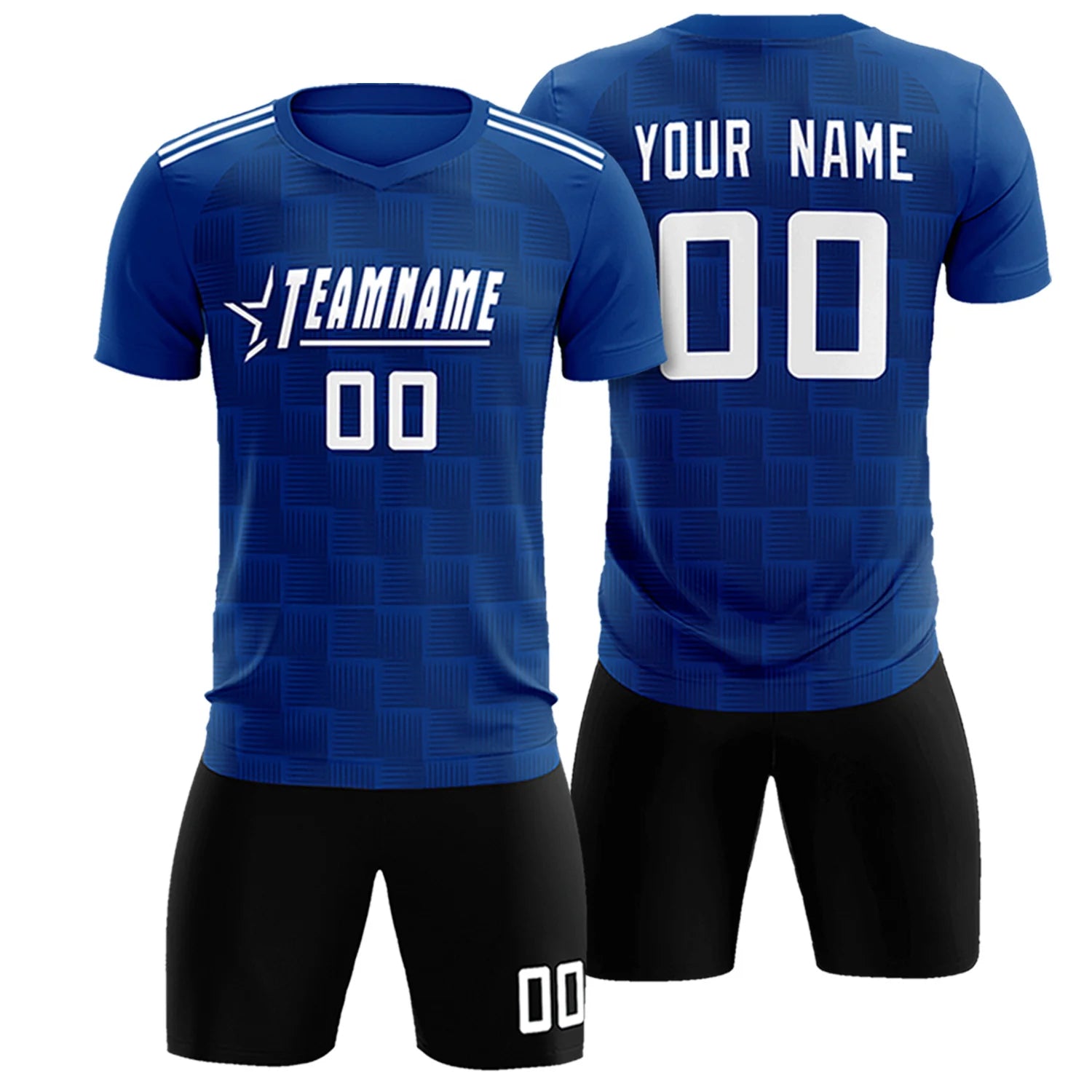 Custom Royal Blue Black Casual Outdoor Soccer Sets Jersey