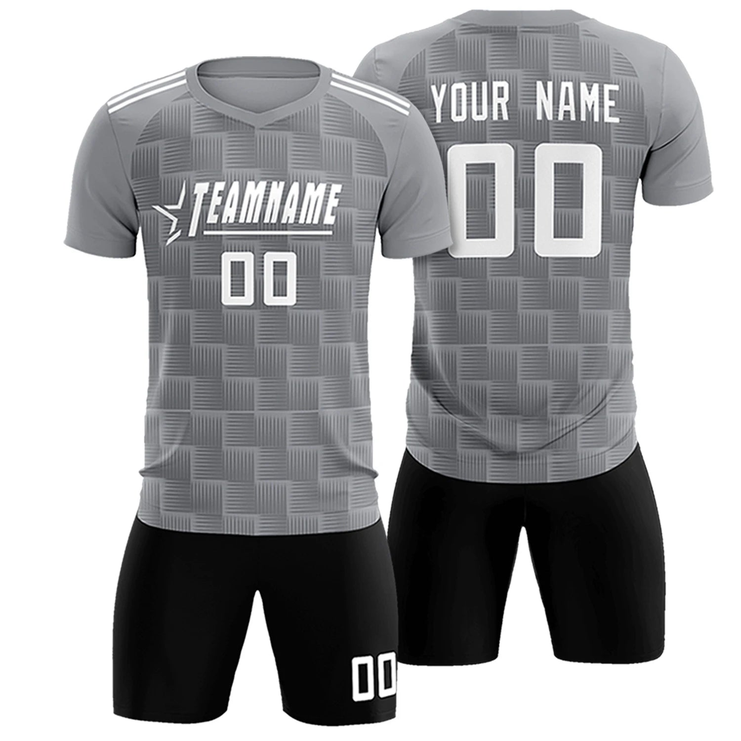 Custom Gray Black Casual Outdoor Soccer Sets Jersey