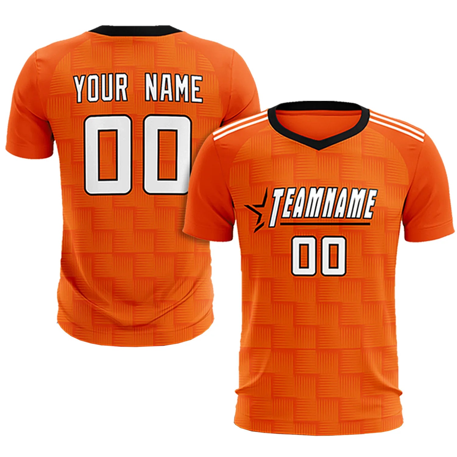 Custom Orange Black Casual Outdoor Soccer Sets Jersey