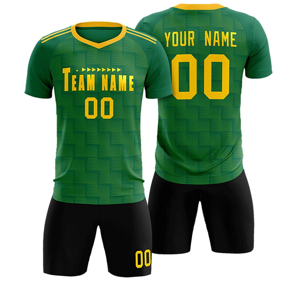 Custom Kelly Green Yellow Casual Outdoor Soccer Sets Jersey