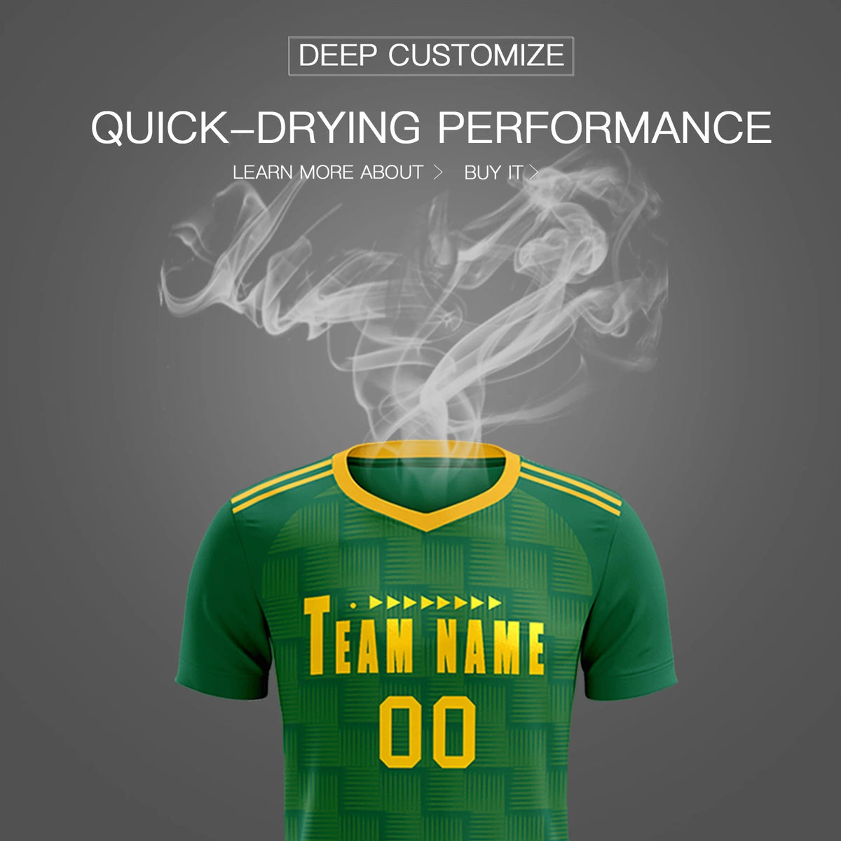 Custom Kelly Green Yellow Casual Outdoor Soccer Sets Jersey