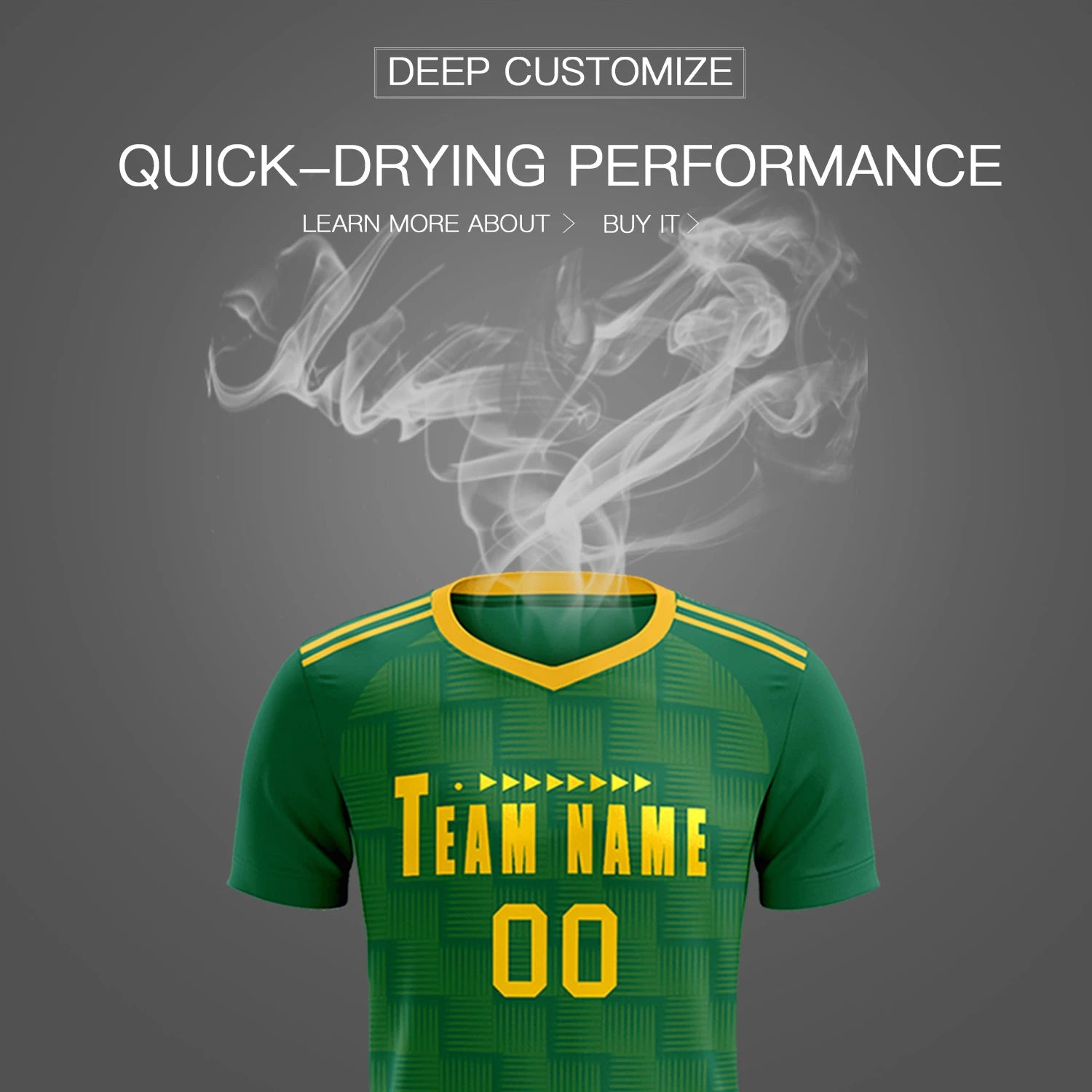 Custom Kelly Green Yellow Casual Outdoor Soccer Sets Jersey