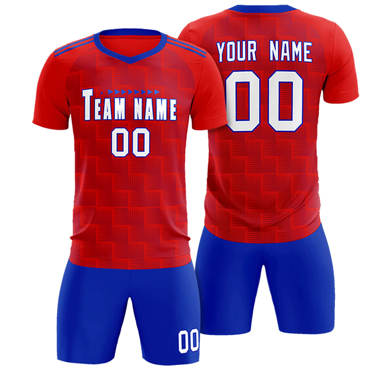 Custom Red Royal Blue Casual Outdoor Soccer Sets Jersey