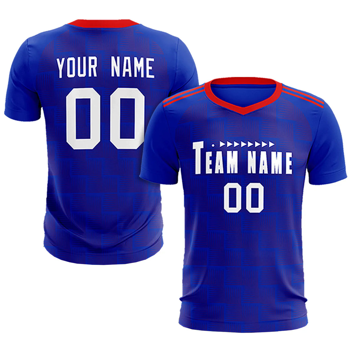 Custom Royal Blue Red Casual Outdoor Soccer Sets Jersey
