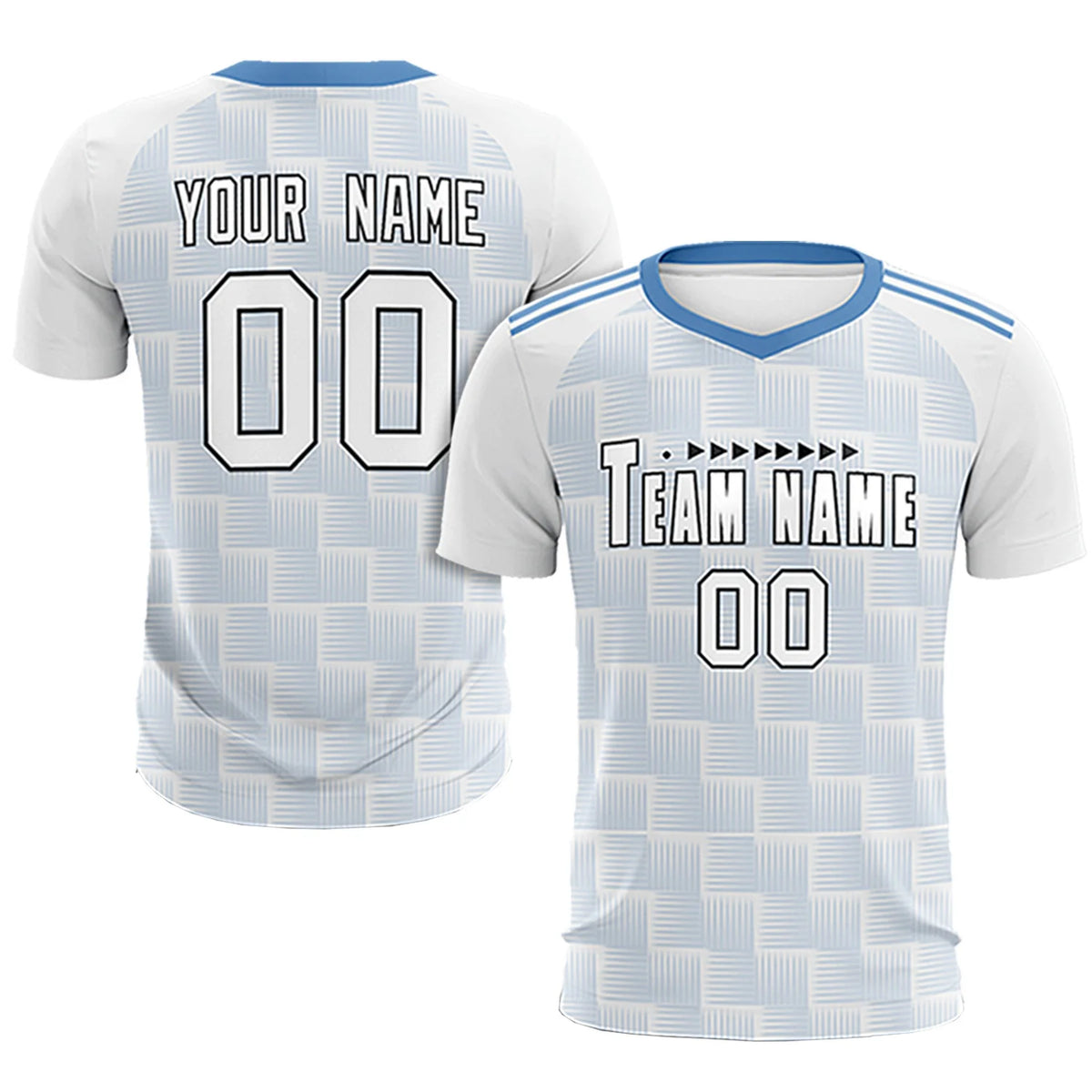 Custom White Light Blue Casual Outdoor Soccer Sets Jersey