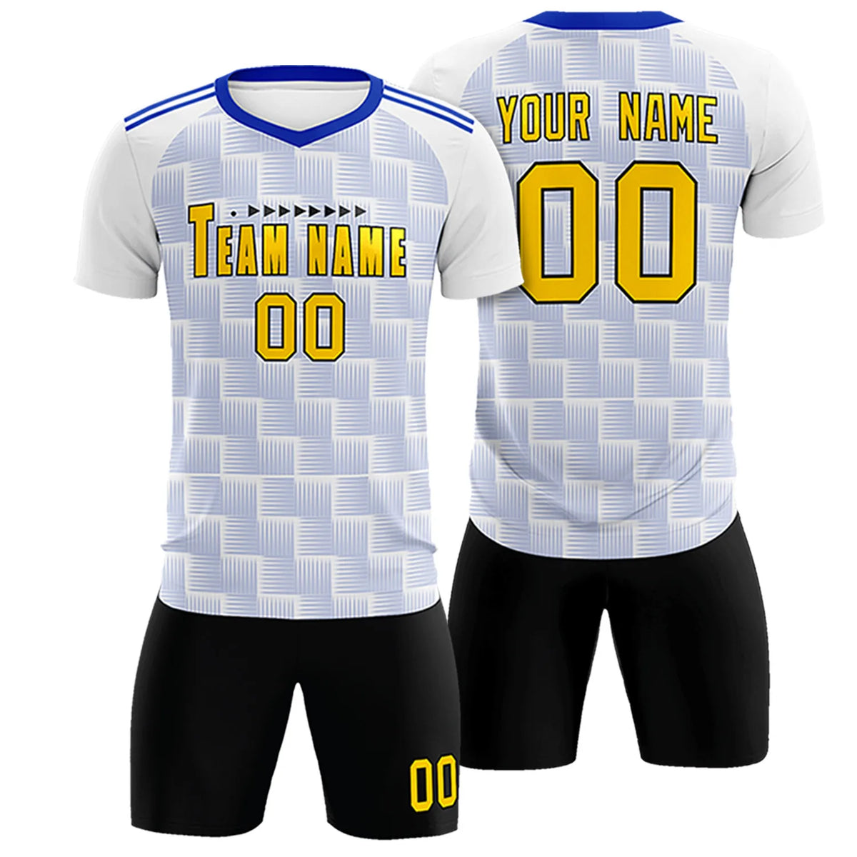 Custom White Royal Blue Casual Outdoor Soccer Sets Jersey
