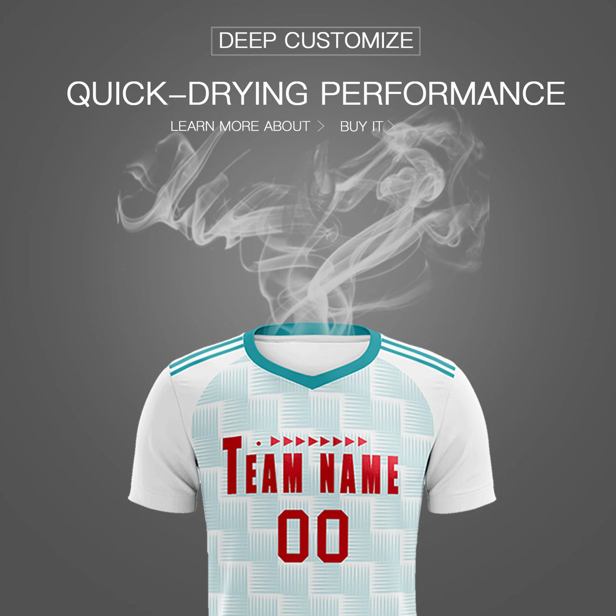 Custom White Aqua Casual Outdoor Soccer Sets Jersey