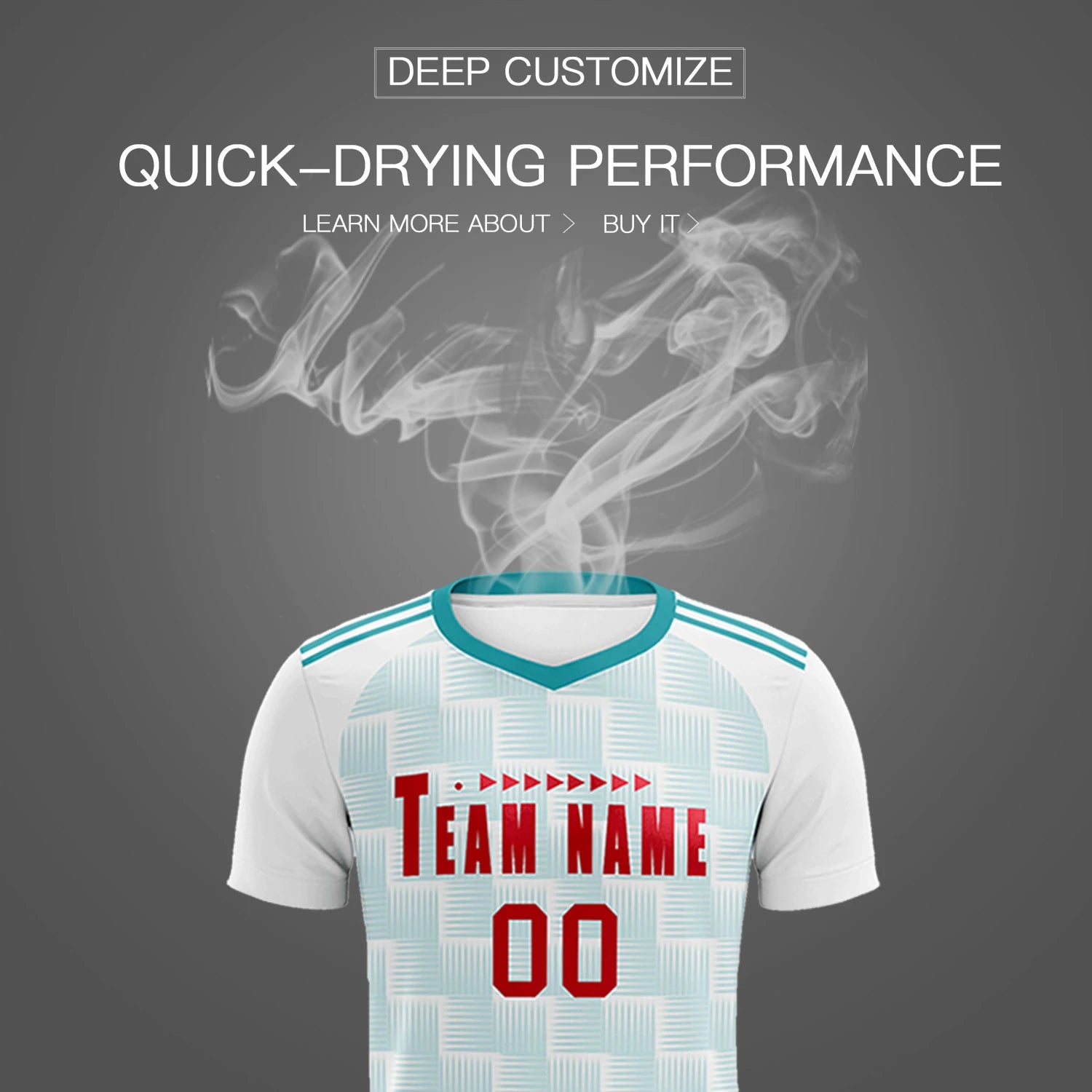 Custom White Aqua Casual Outdoor Soccer Sets Jersey