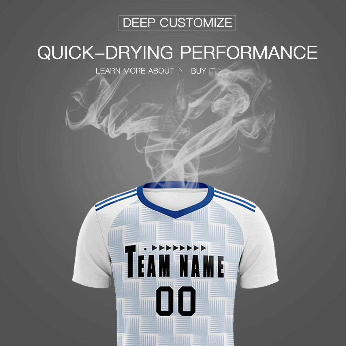 Custom White Royal Blue Casual Outdoor Soccer Sets Jersey
