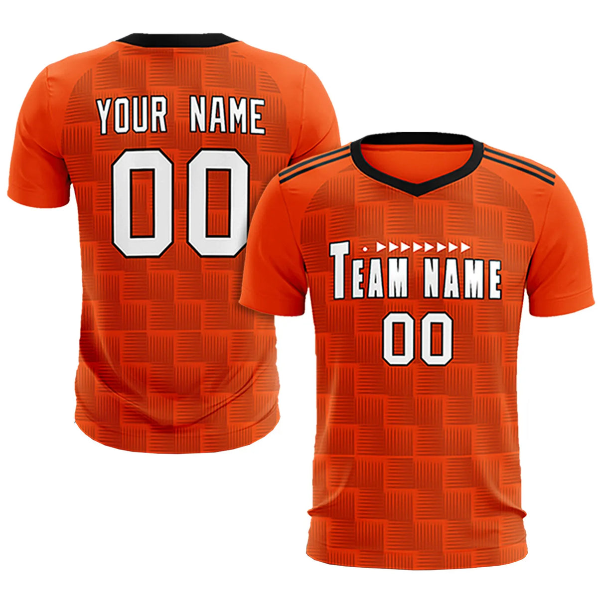 Custom Orange Black Casual Outdoor Soccer Sets Jersey