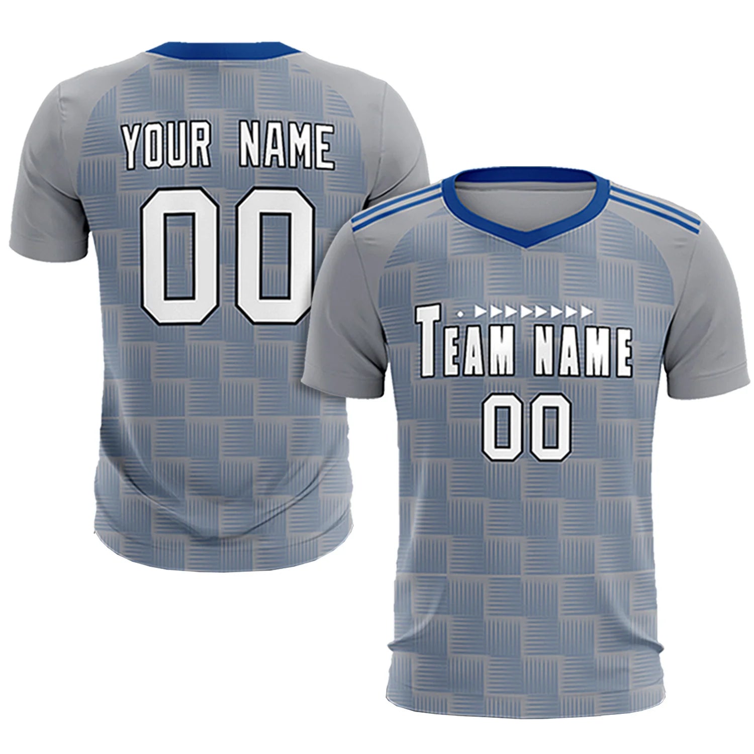 Custom Gray Royal Blue Casual Outdoor Soccer Sets Jersey